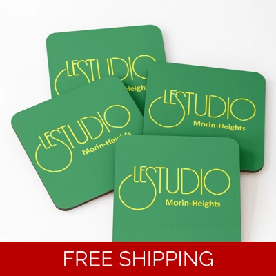 Coasters Green Yellow logo (set of 4)